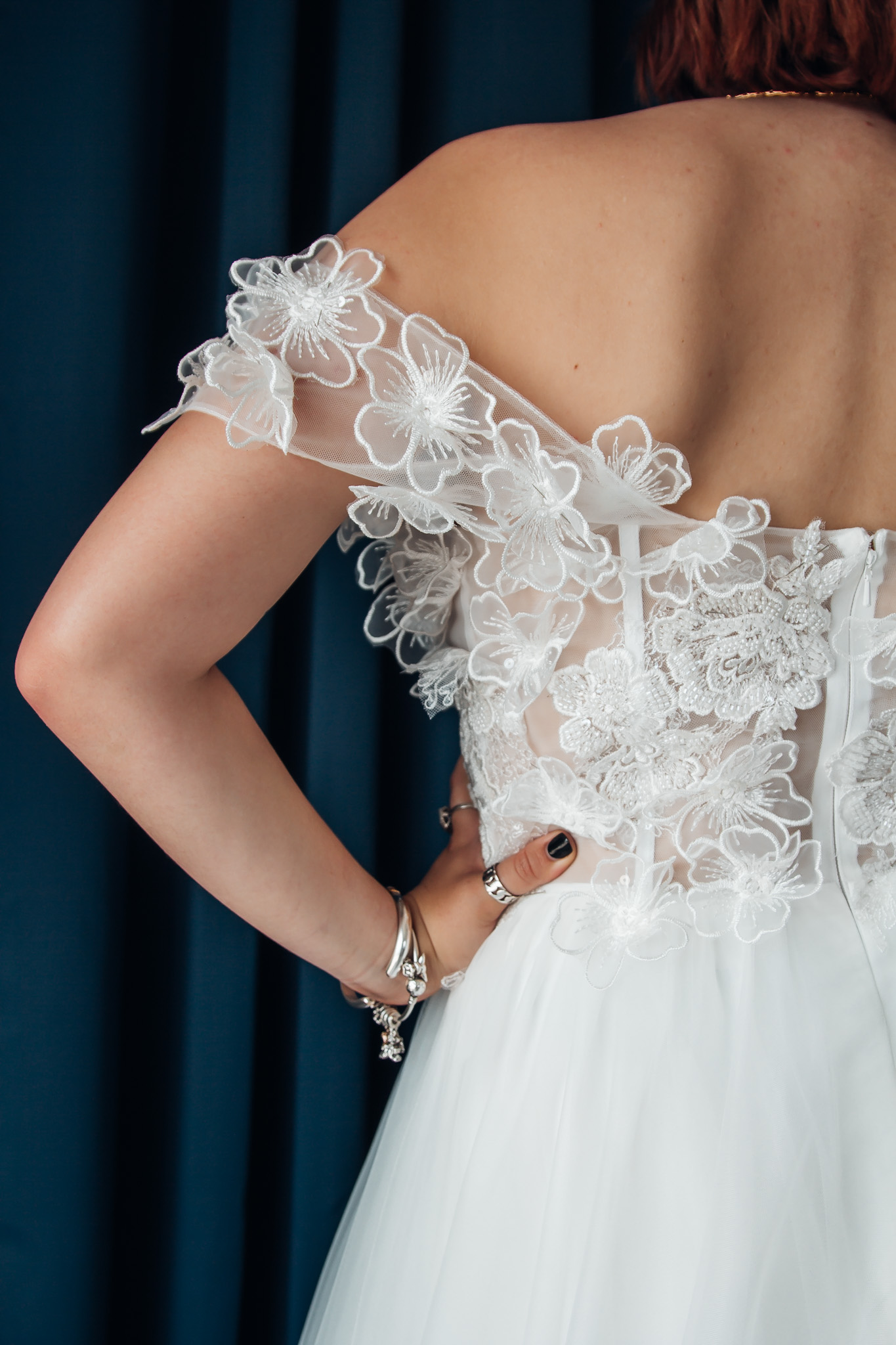 Prototype robe de mariée en tulle et dentelle perlée Aria 
