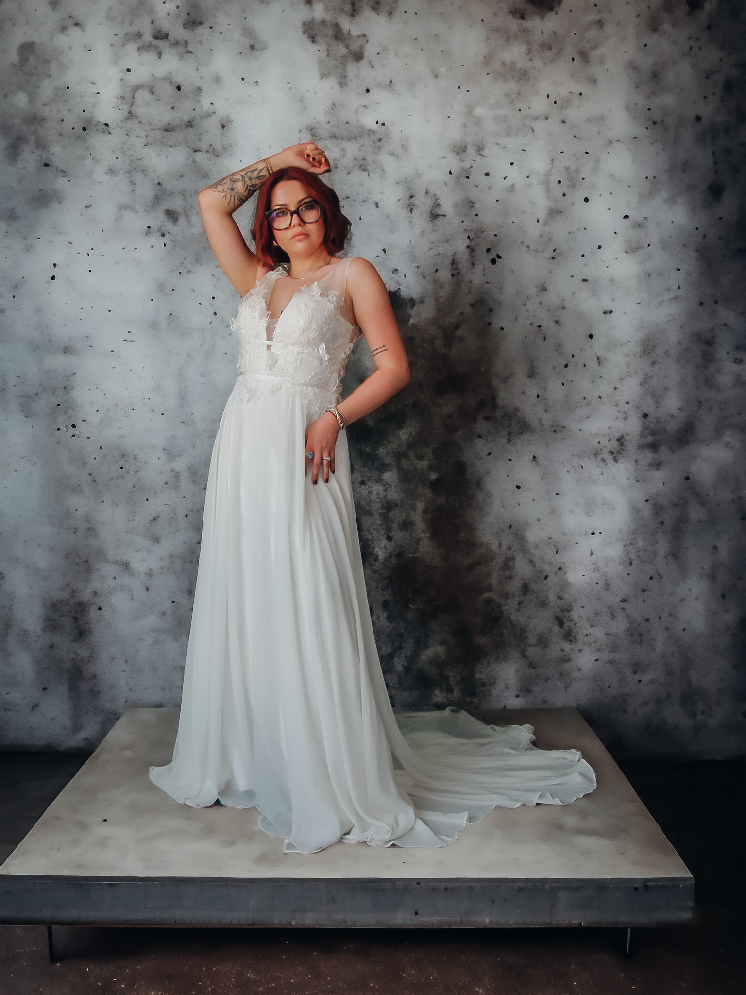 Robe de mariée bohème en mousseline et tulle Sky
