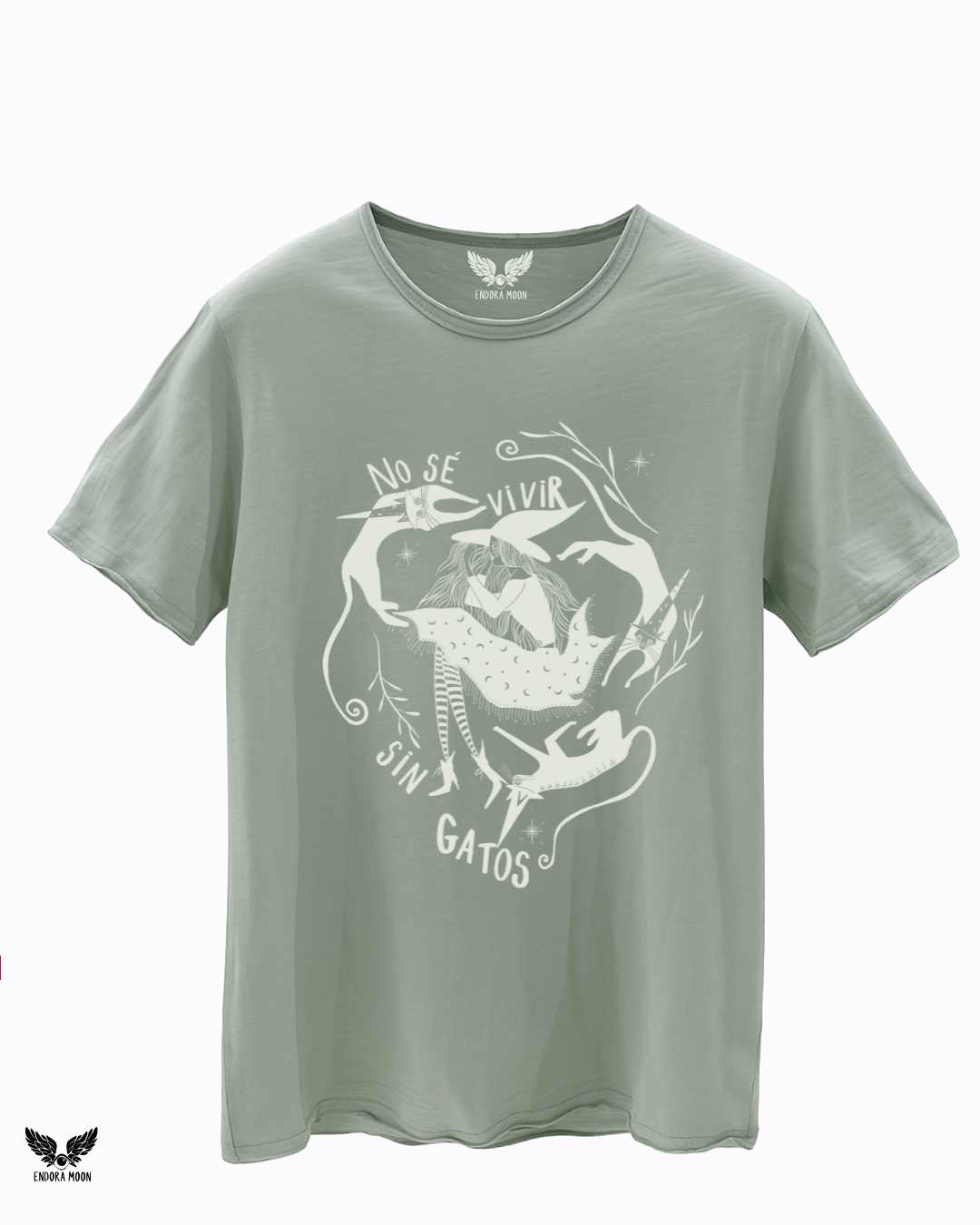 Camiseta No sé vivir sin gatos verde