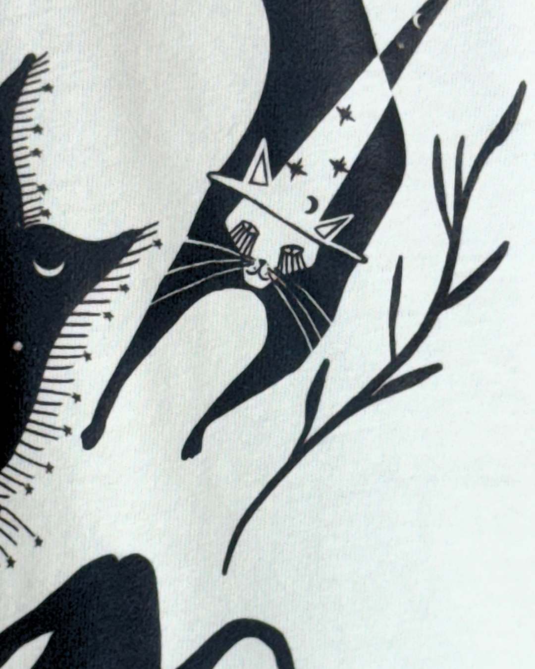 Camiseta aquelarre, manga sisa, cuello caja