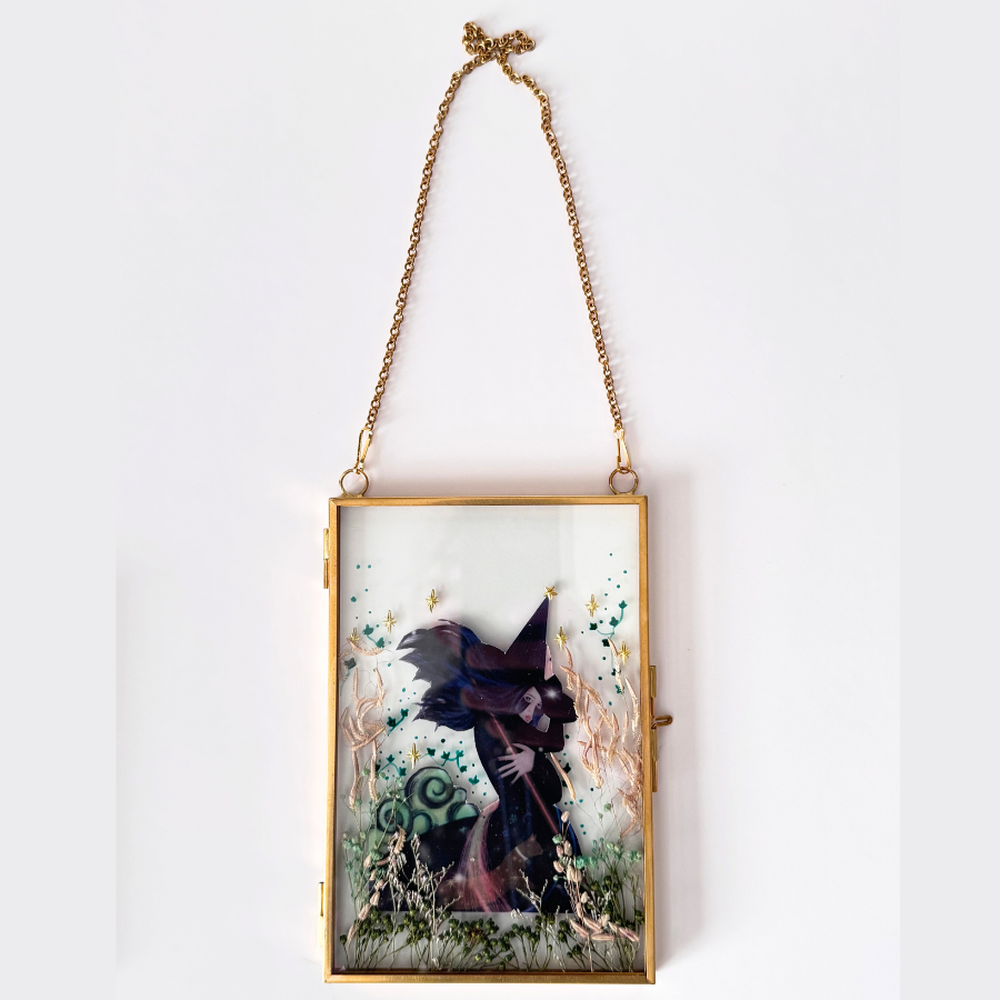 Ventana mágica bruja y gato