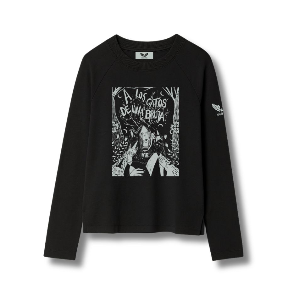 Camiseta A los gatos de una bruja manga larga