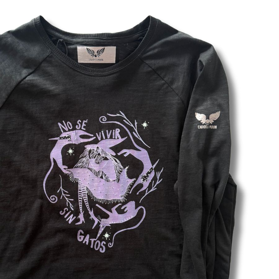 Camiseta No sé vivir sin gatos  manga larga