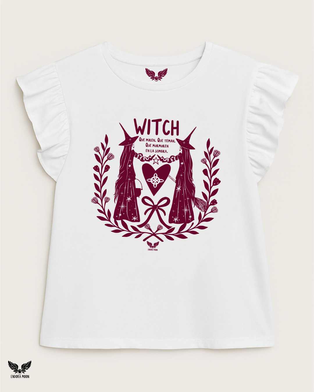 Camiseta WItch blanca volantes