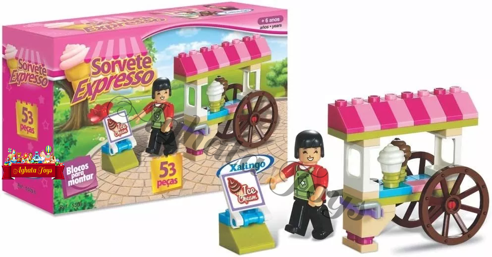 Blocos De Montar Mundo Encantado Sorvete Expresso 53 Peças