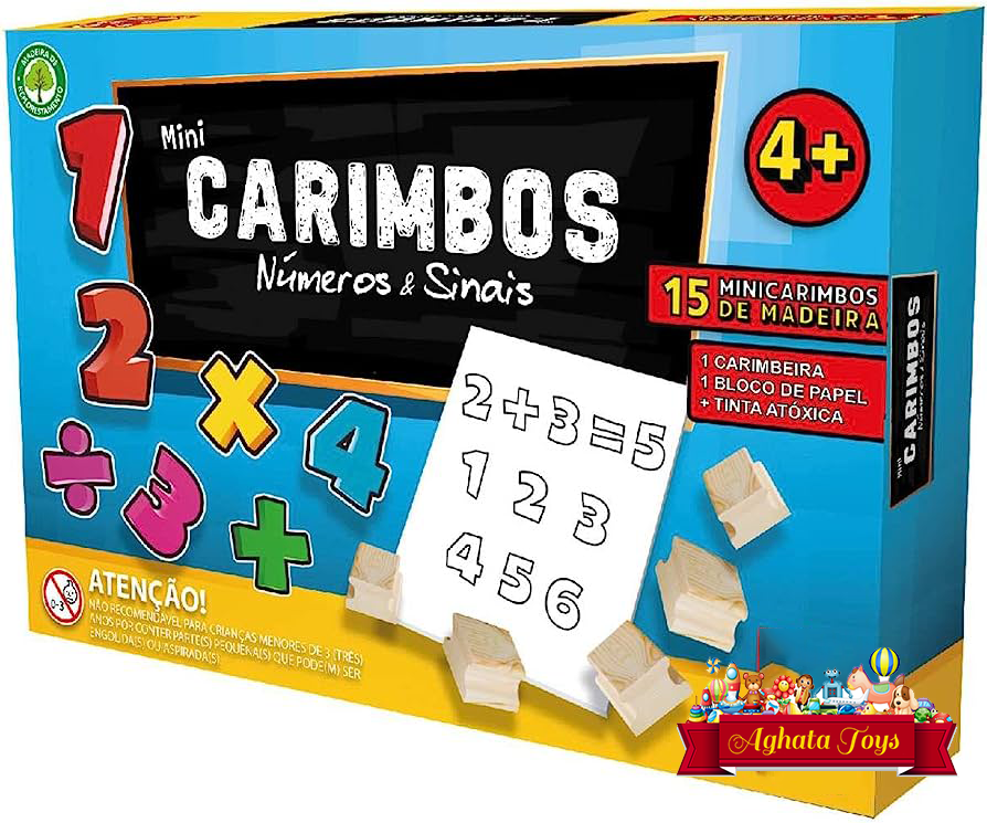 Carimbo Pedagógico Números Mini carimbos De Madeira Infantil
