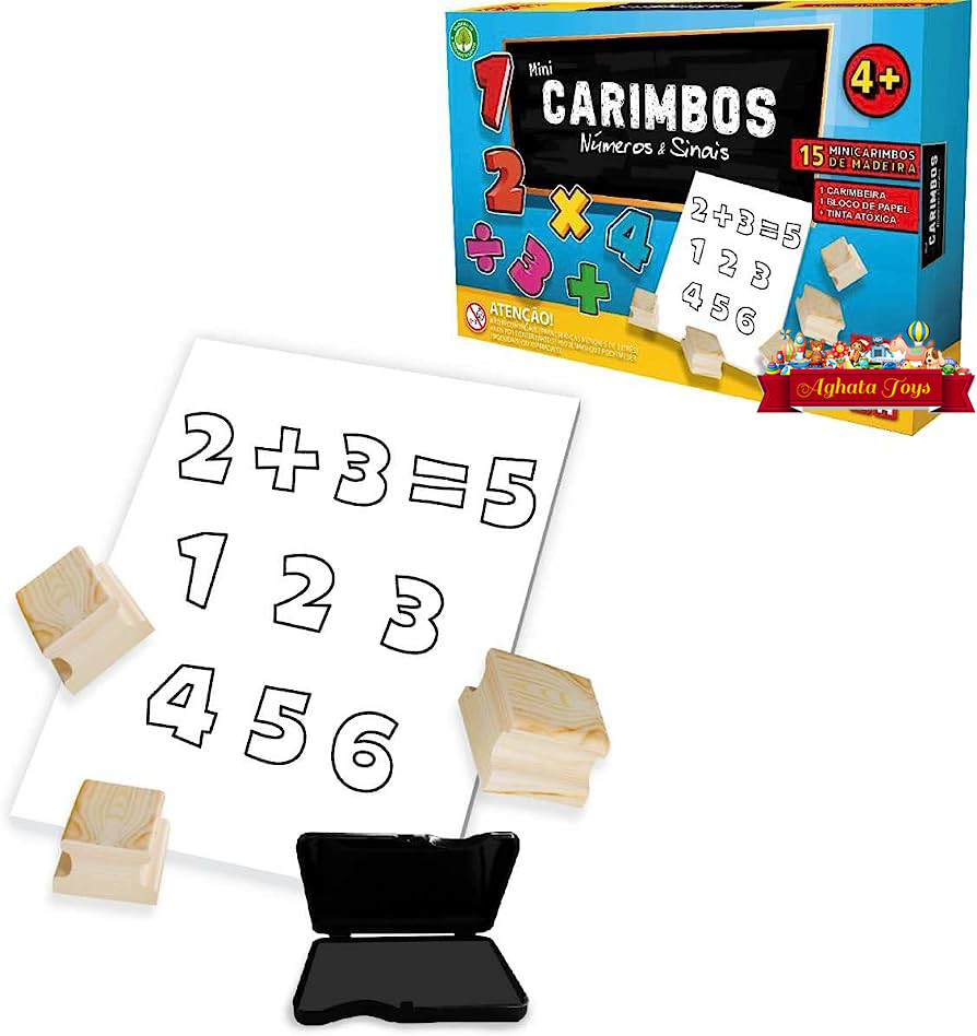 Carimbo Pedagógico Números Mini carimbos De Madeira Infantil