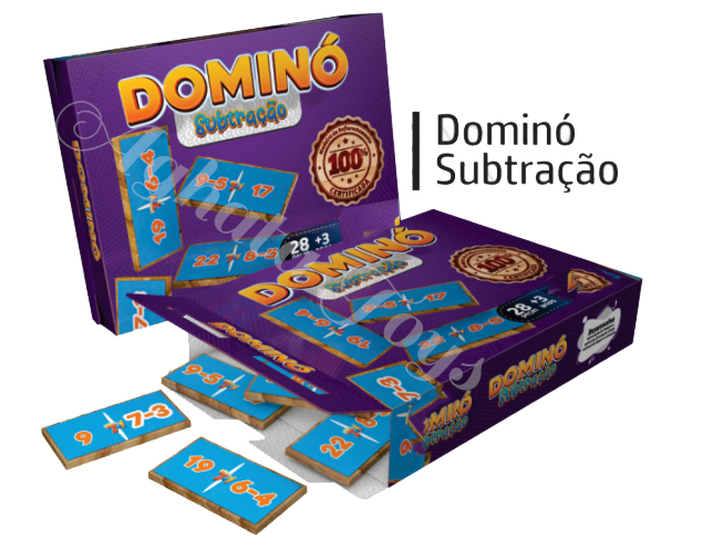 Dominó subtração 28 peças aprenda matemática