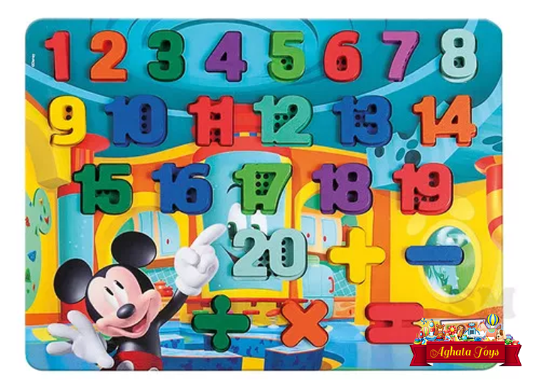 Encaixe Divertido Madeira Números Mickey Pedagógico