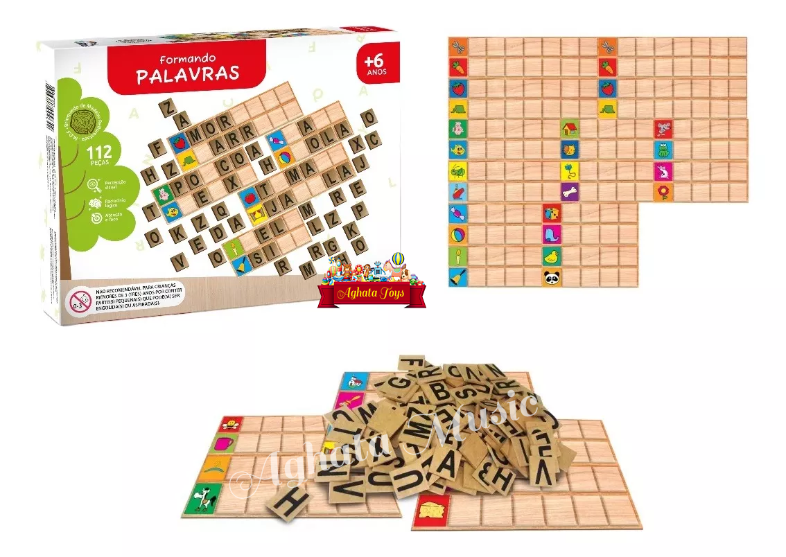 Formando Palavras Brinquedo Pedagógico Madeira Caça Palavras