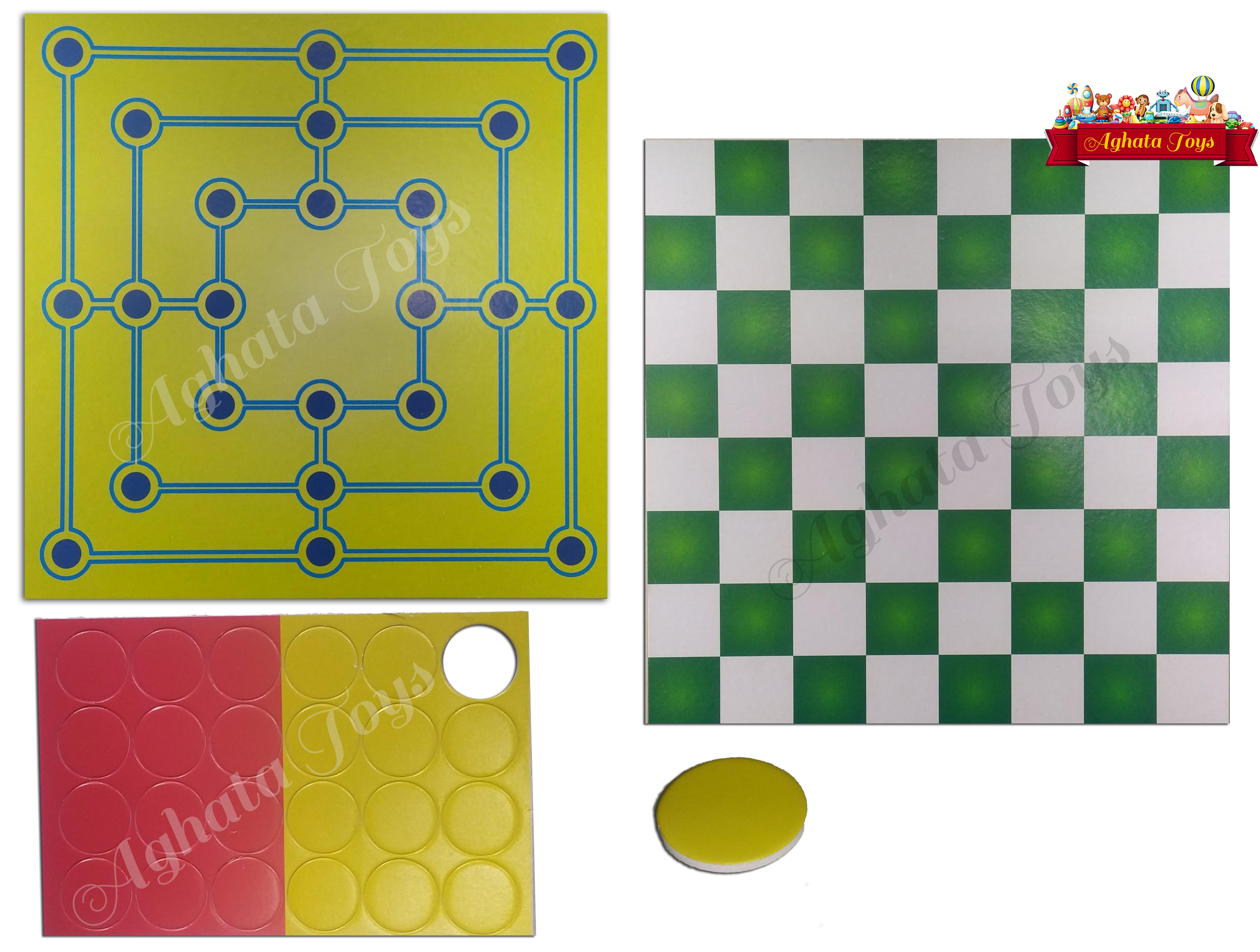 Jogo 2 em 1 Dama & Trilha em MDF
