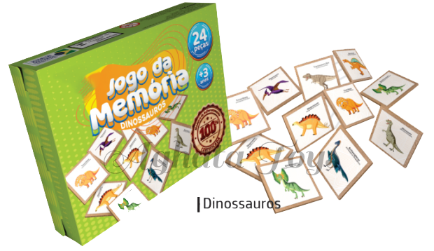Jogo Da Memoria Dinossauro 24 peças Madeira