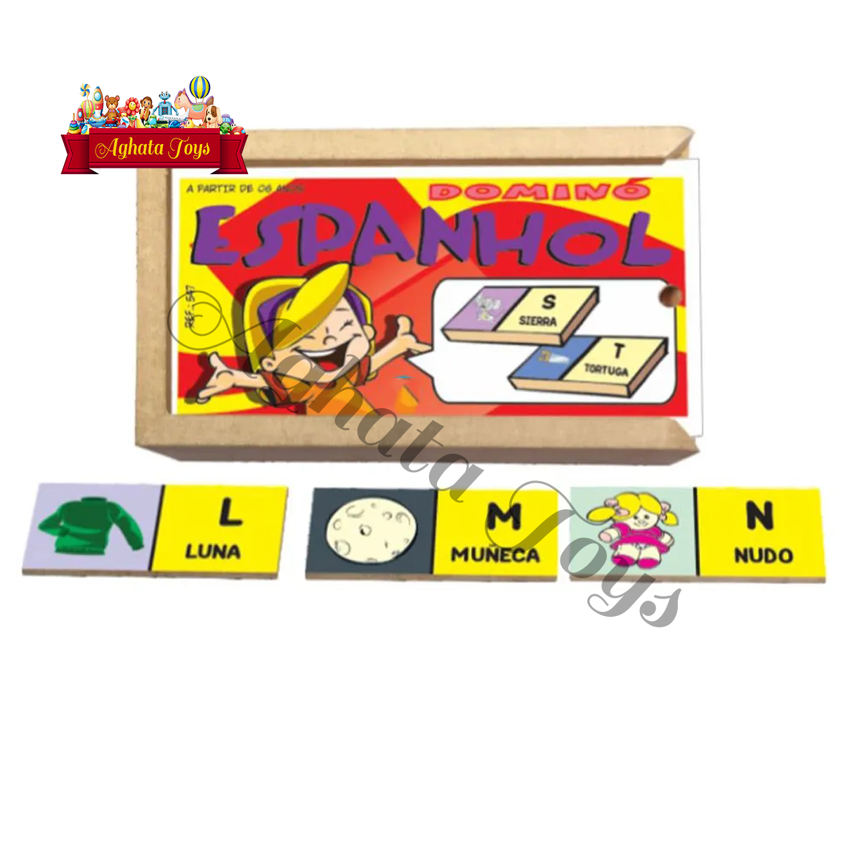 Domino Espanhol Com 28 Peças Madeira Educativo