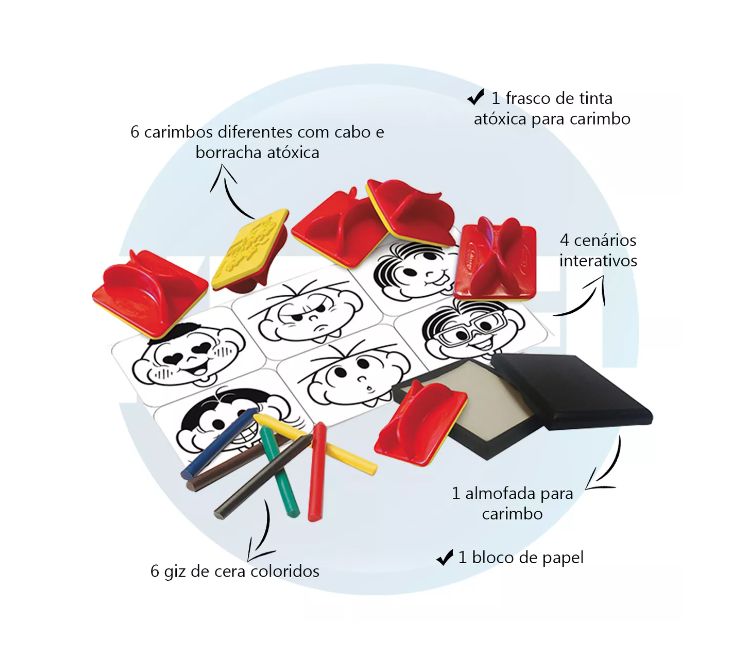 Kit Carimbos Infantil Dia A Dia Turma Da Mônica Educativo