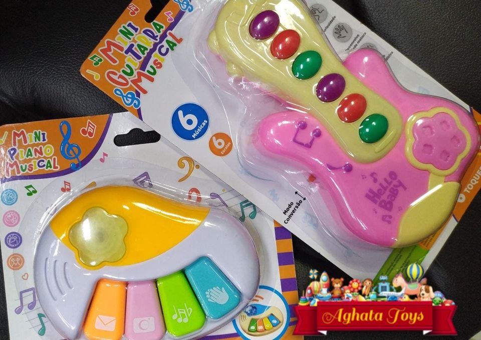 Kit Mini guitarra + Mini piano luz e som 