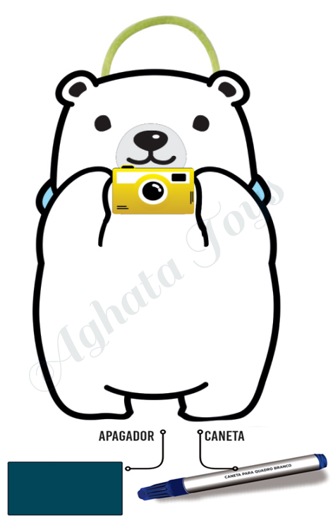 Lousa 40 Cm Infantil Mdf Com Apagador Urso Polar Brinde Caneta