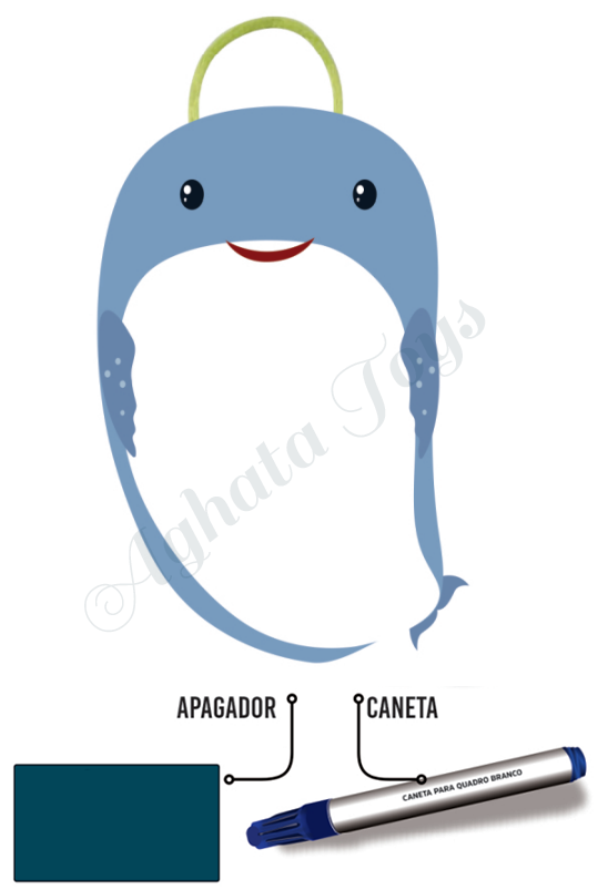 Lousa 43 Cm Infantil Mdf Com Apagador Baleia Brinde Caneta