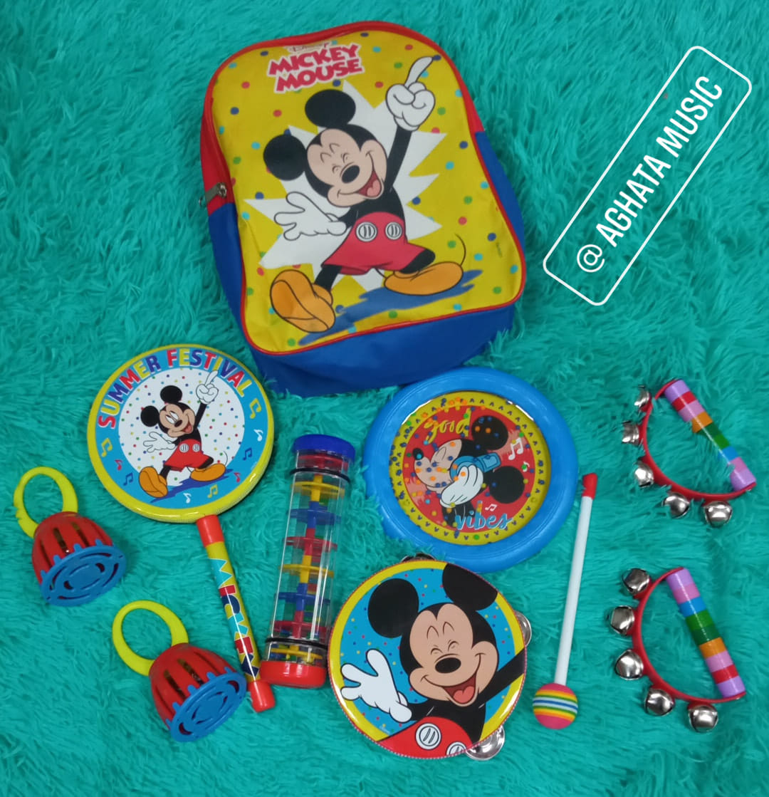 Musicalização Kit Bandinha Rítmica Infantil Mickey Disney 9 Peças