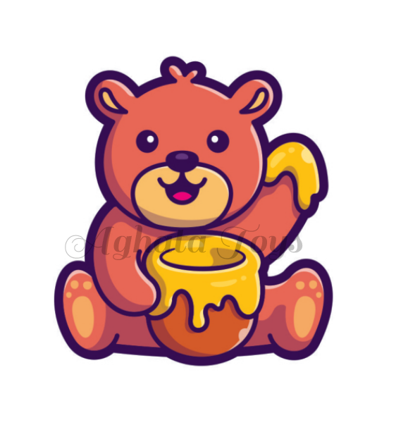 Placa Decorativa Quarto Infantil Urso com pote de mel
