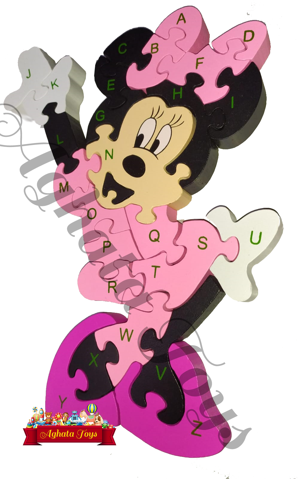 Quebra Cabeça 3d Alfanumérico Disney Minnie Madeira