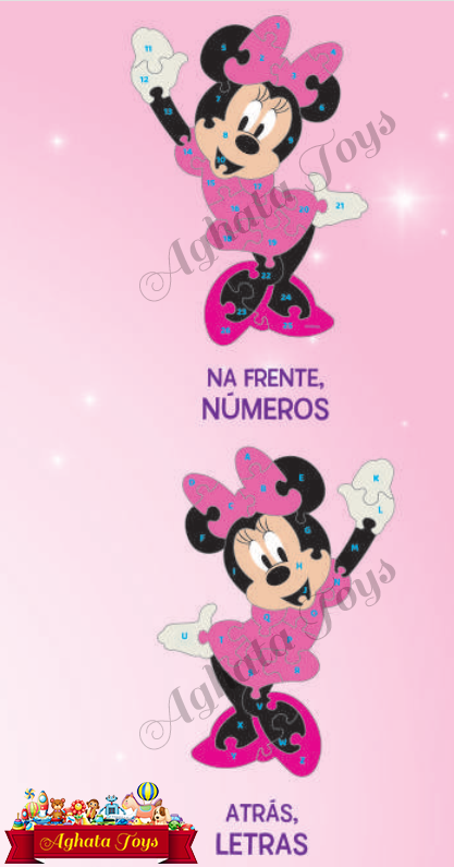 Quebra Cabeça 3d Alfanumérico Disney Minnie Madeira