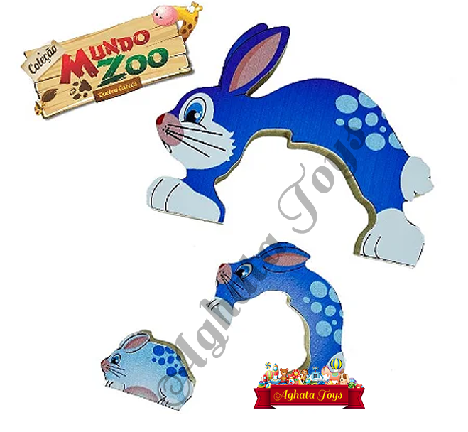 Quebra Cabeça Coleção Zoo Filhotes Mdf CoelhoFamília