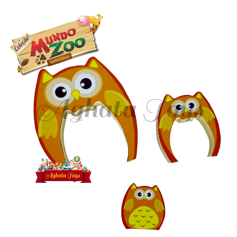 Quebra Cabeça Coleção Zoo Filhotes Mdf coruja Família