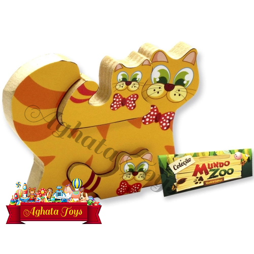 Quebra Cabeça Coleção Zoo Filhotes Mdf Gatinhos Família