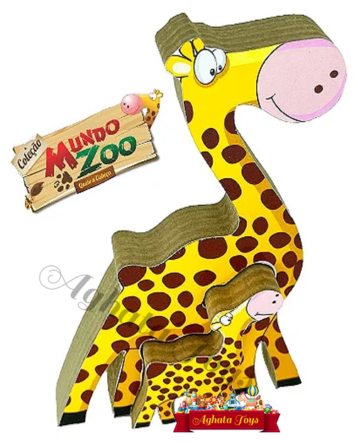 Quebra Cabeça Coleção Zoo Filhotes Mdf Girafa Família