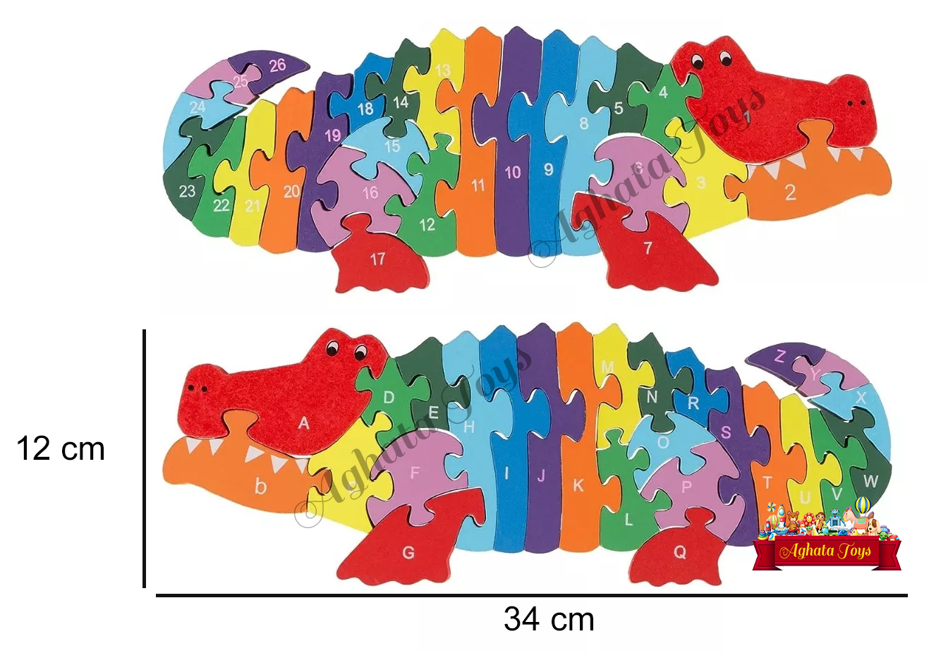 Quebra Cabeça Números E Alfabeto Crocodilo Jacaré Educativo