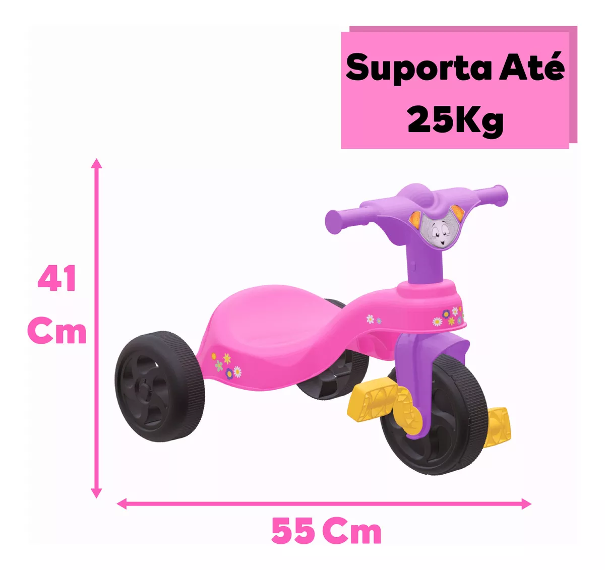 Triciclo Infantil Velotrol Velocípede Motoca Menina Menino Cor Rosa