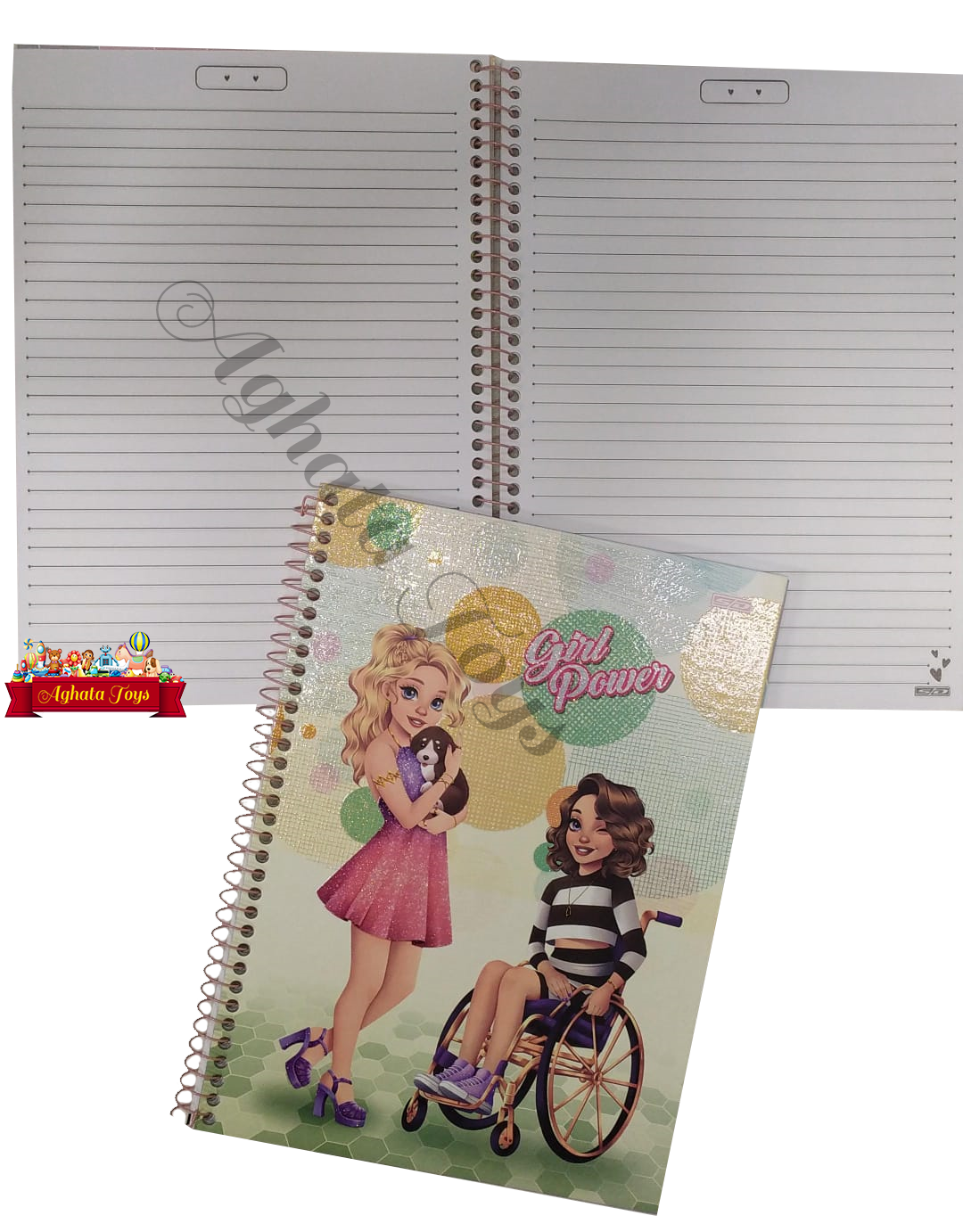 Caderno universitário Girl Power 80 Folhas Espiral
