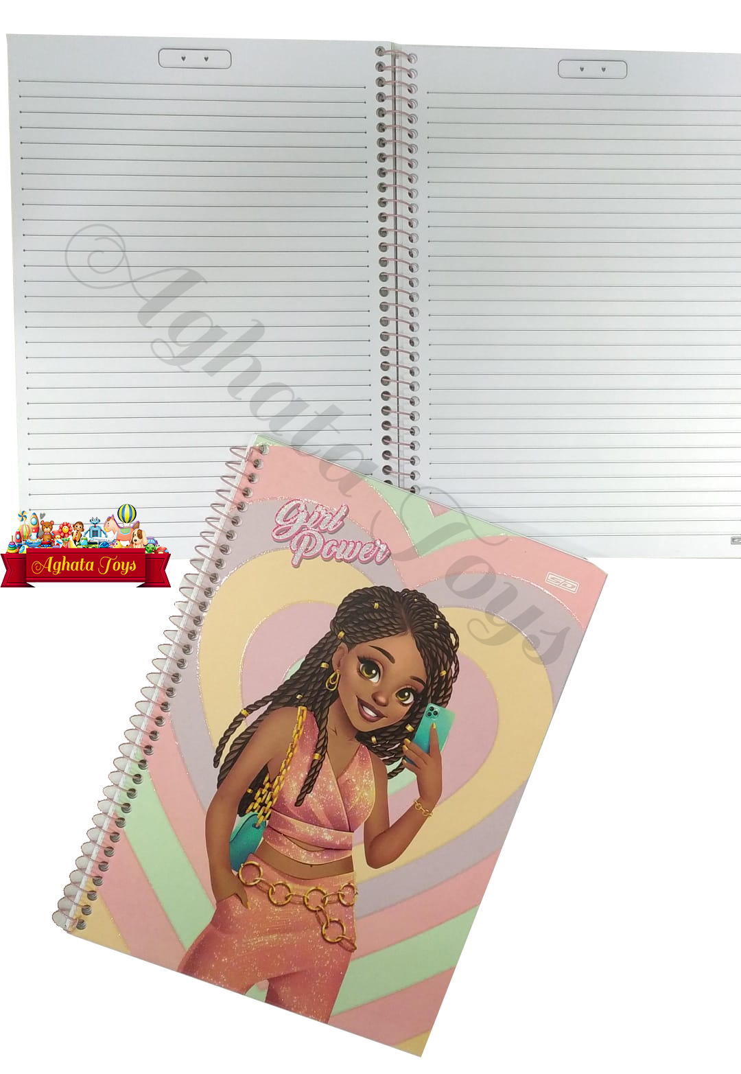 Caderno universitário Girl Power 80 Folhas Espiral