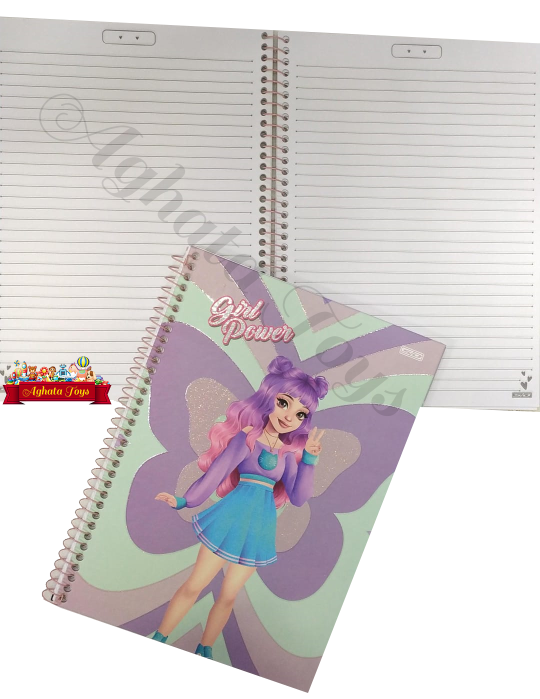 Caderno universitário Girl Power 80 Folhas Espiral