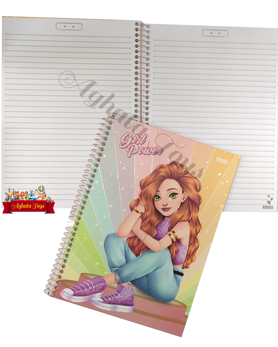 Caderno universitário Girl Power 80 Folhas Espiral