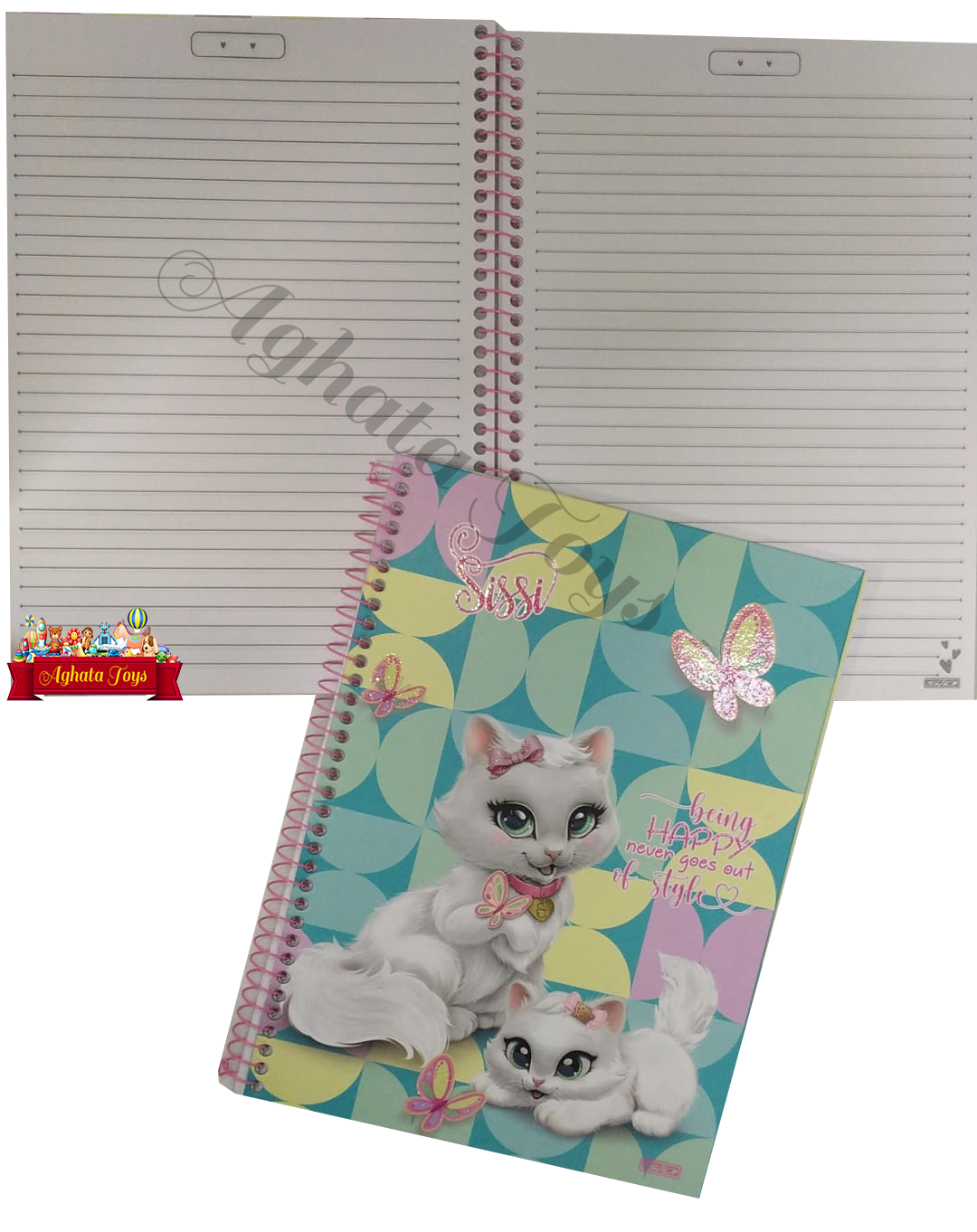 Caderno universitário Gatinha Sisi 80 Folhas Espiral