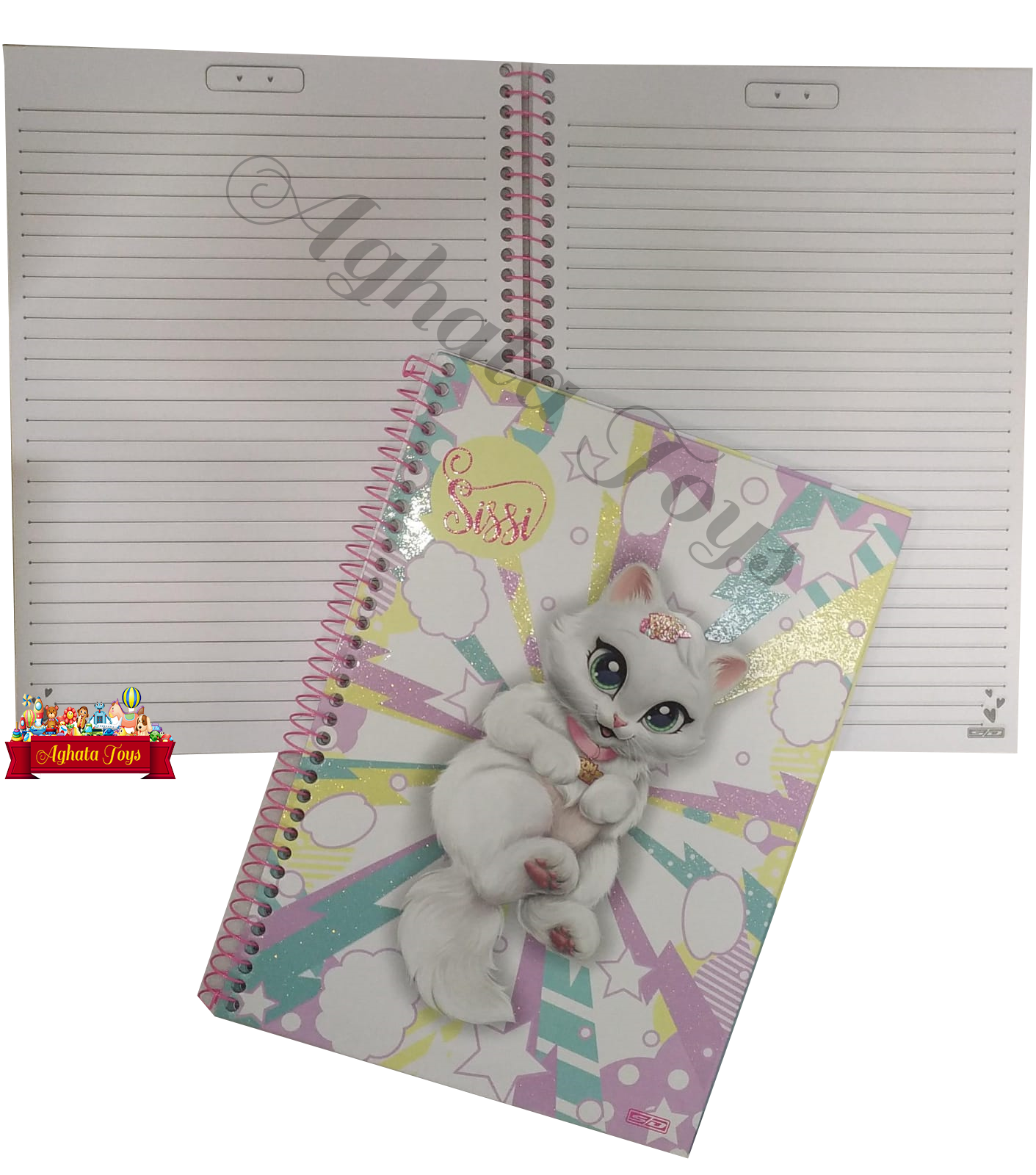 Caderno universitário Gatinha Sisi 80 Folhas Espiral