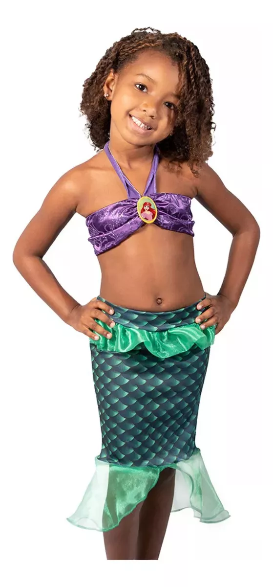 Fantasia Luxo Ariel Pequena Sereia Infantil Original Disney