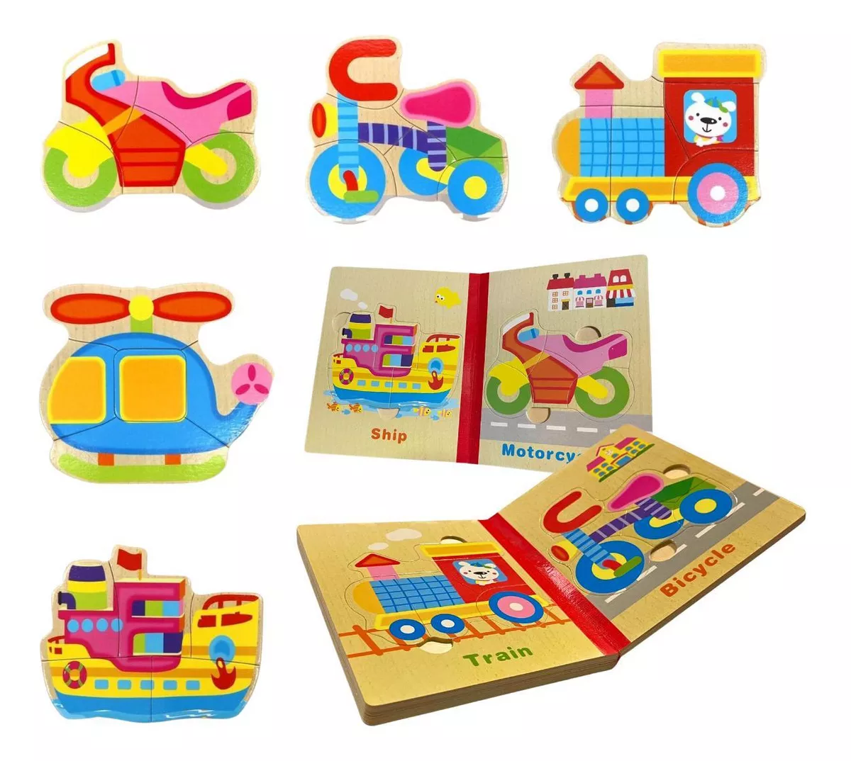 Quebra Cabeça Livro Infantil Montessori Educacional Madeira