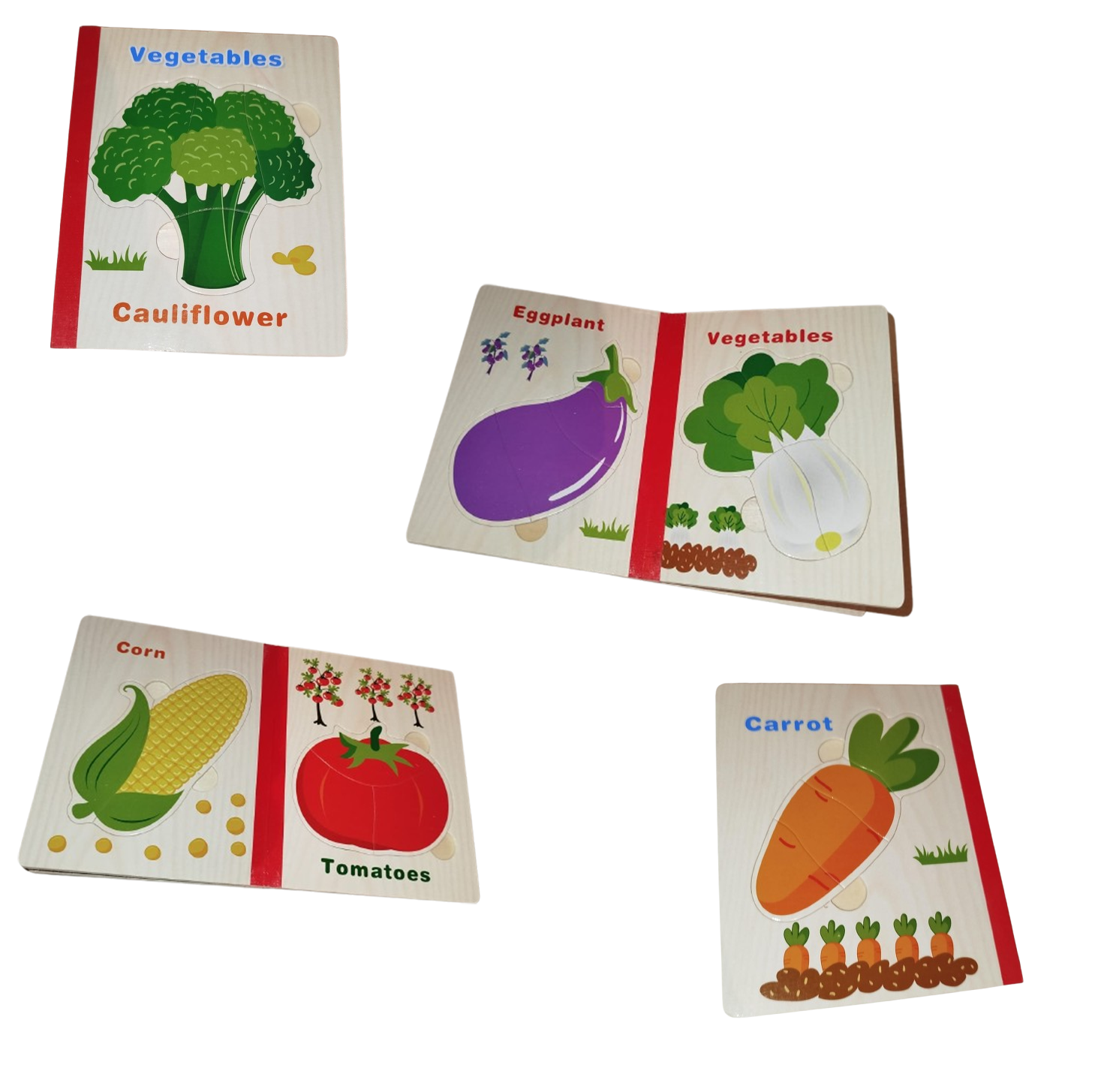 Quebra Cabeça Livro Vegetais Infantil Montessori Madeira