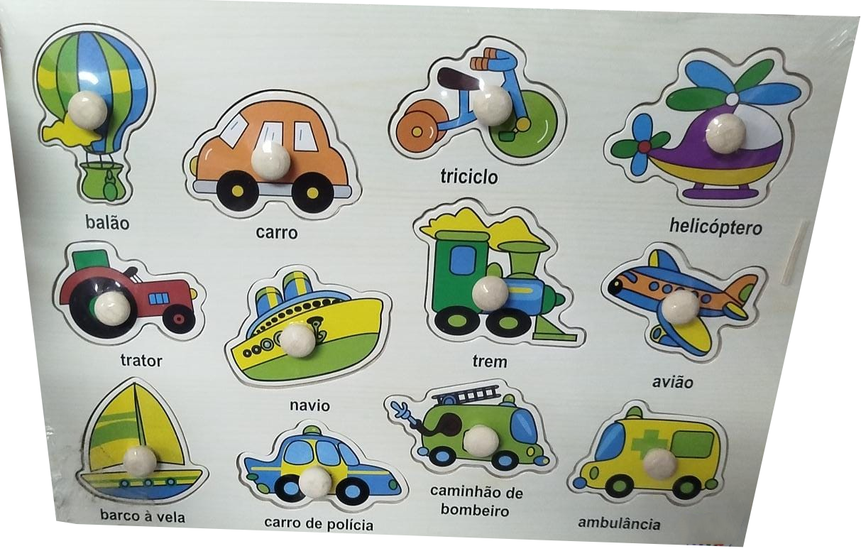 Quebra-cabeça Didático C/ Pinos Educativo Meios Transporte