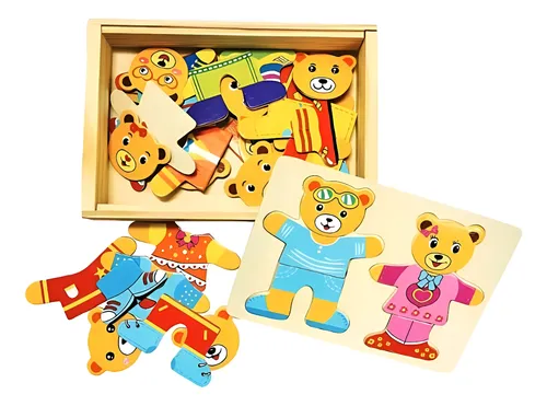 Troca Roupa Brinquedo Quebra-cabeça Mdf Montessori