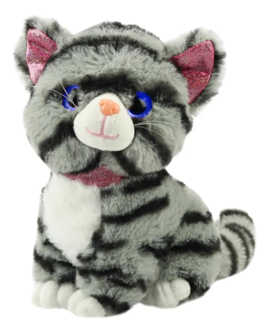 Pelúcia Gato Sentado Médio Gatinha Miau Rosa