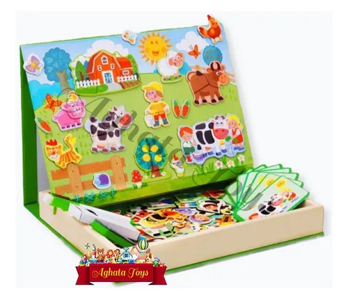 Caixa Lousa Magnética Fazendinha Brinquedo 2 Em 1 Pedagogico