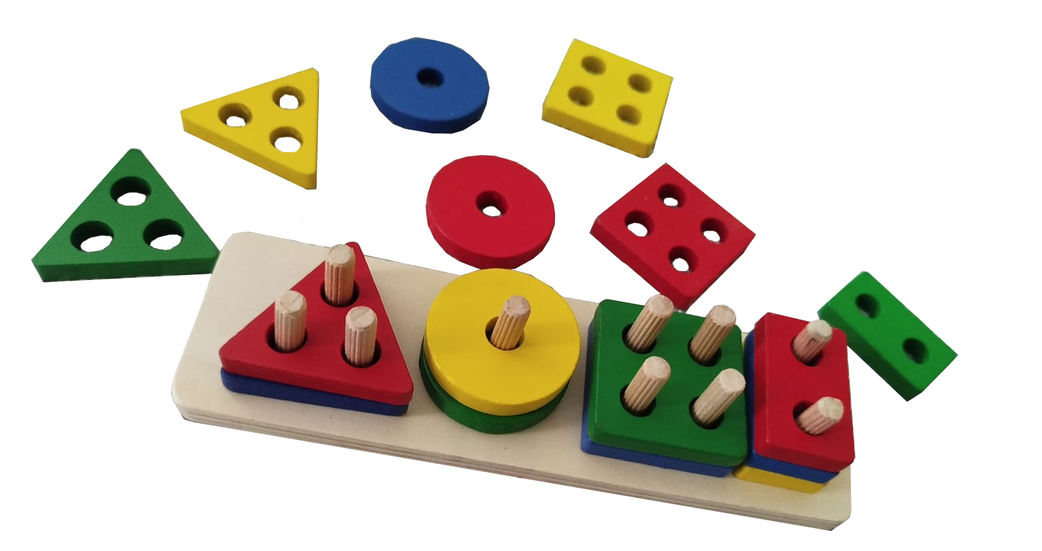 Prancha De Seleção Em Madeira Educativo Geométrico Colorida