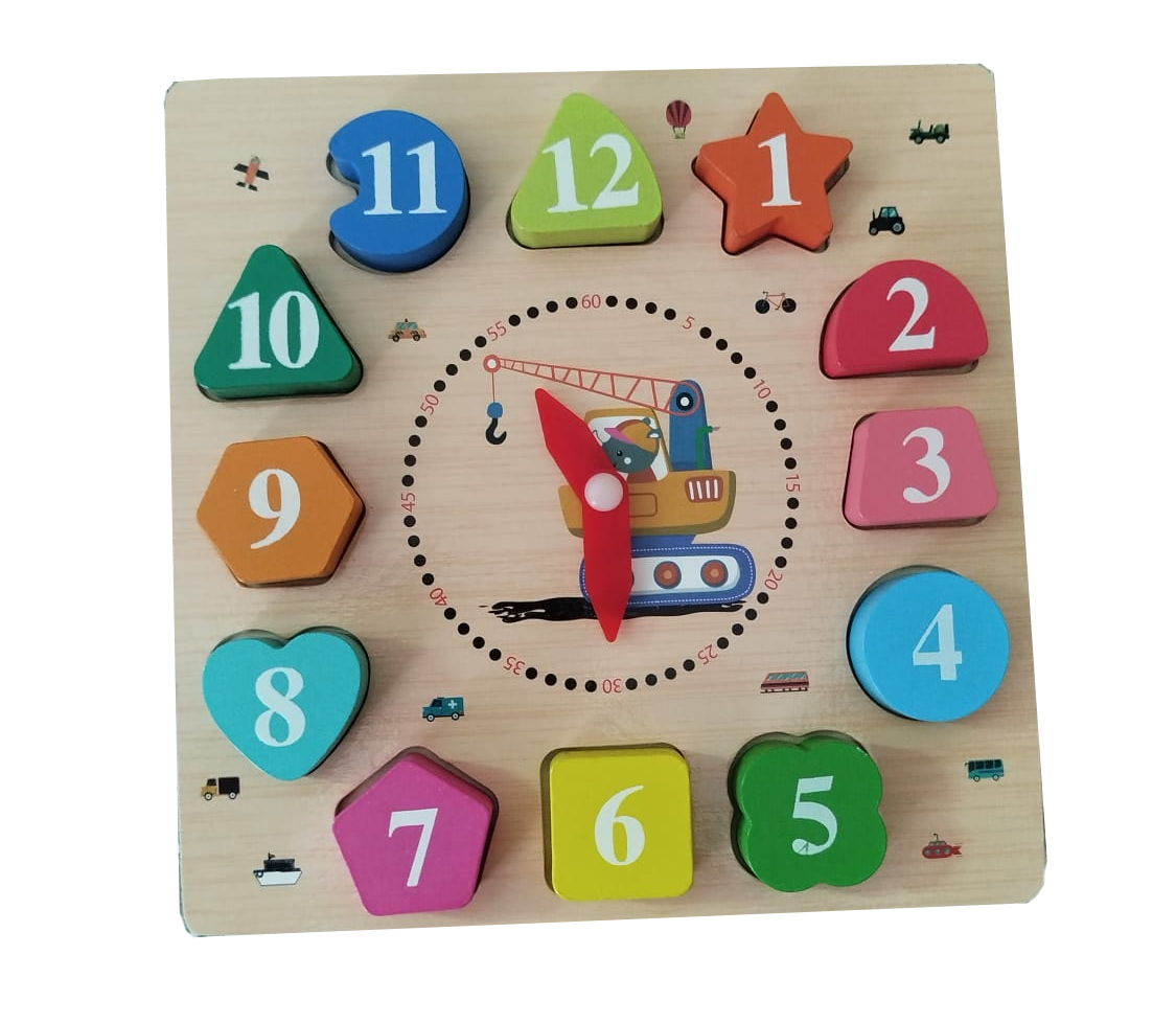Relógio De Encaixe Didático Educativo De Madeira Colorido