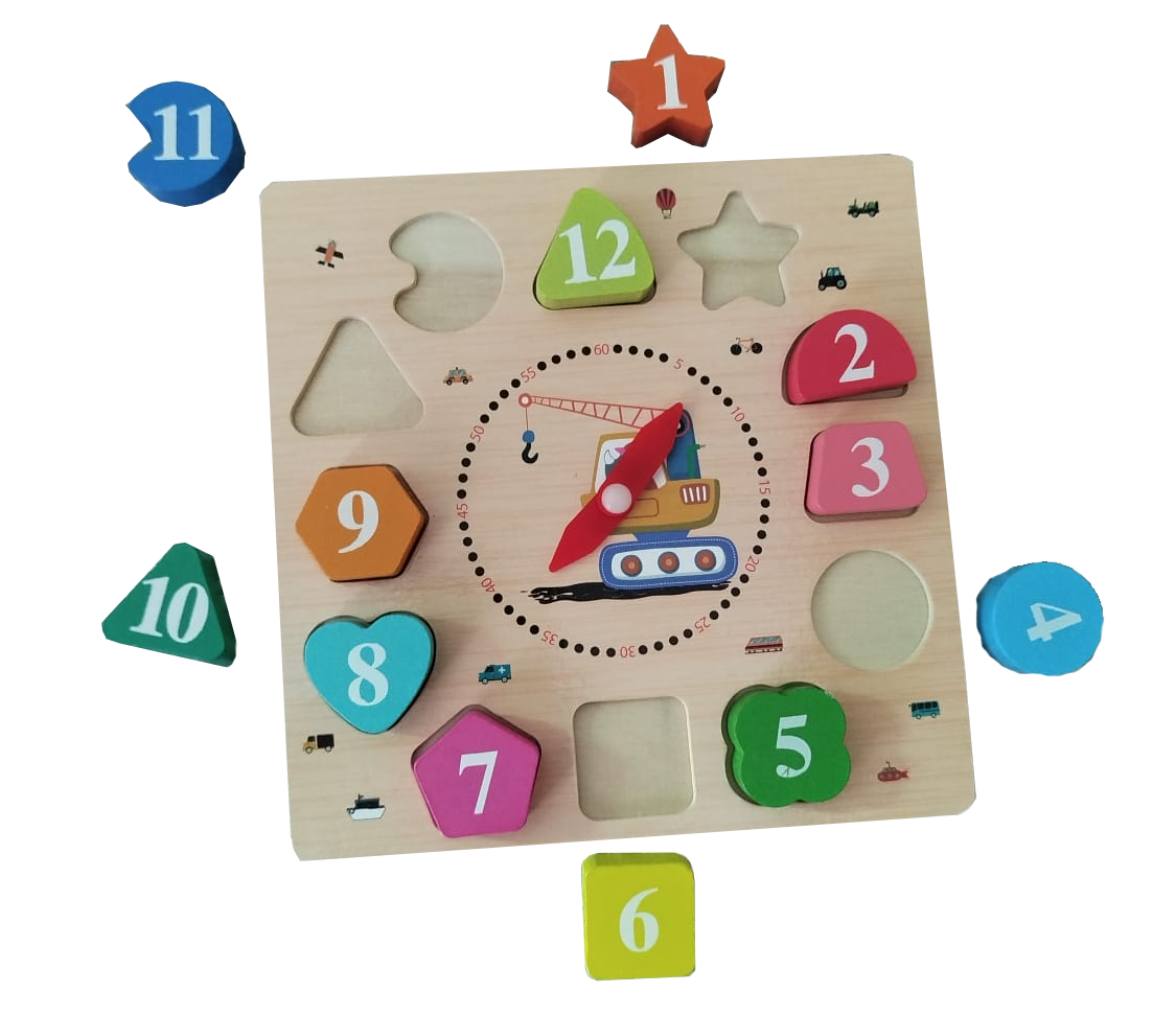 Relógio De Encaixe Didático Educativo De Madeira Colorido