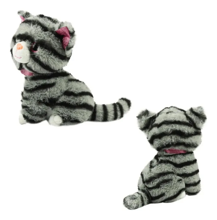 Pelúcia Gato Sentado Médio Gatinha Miau Rosa