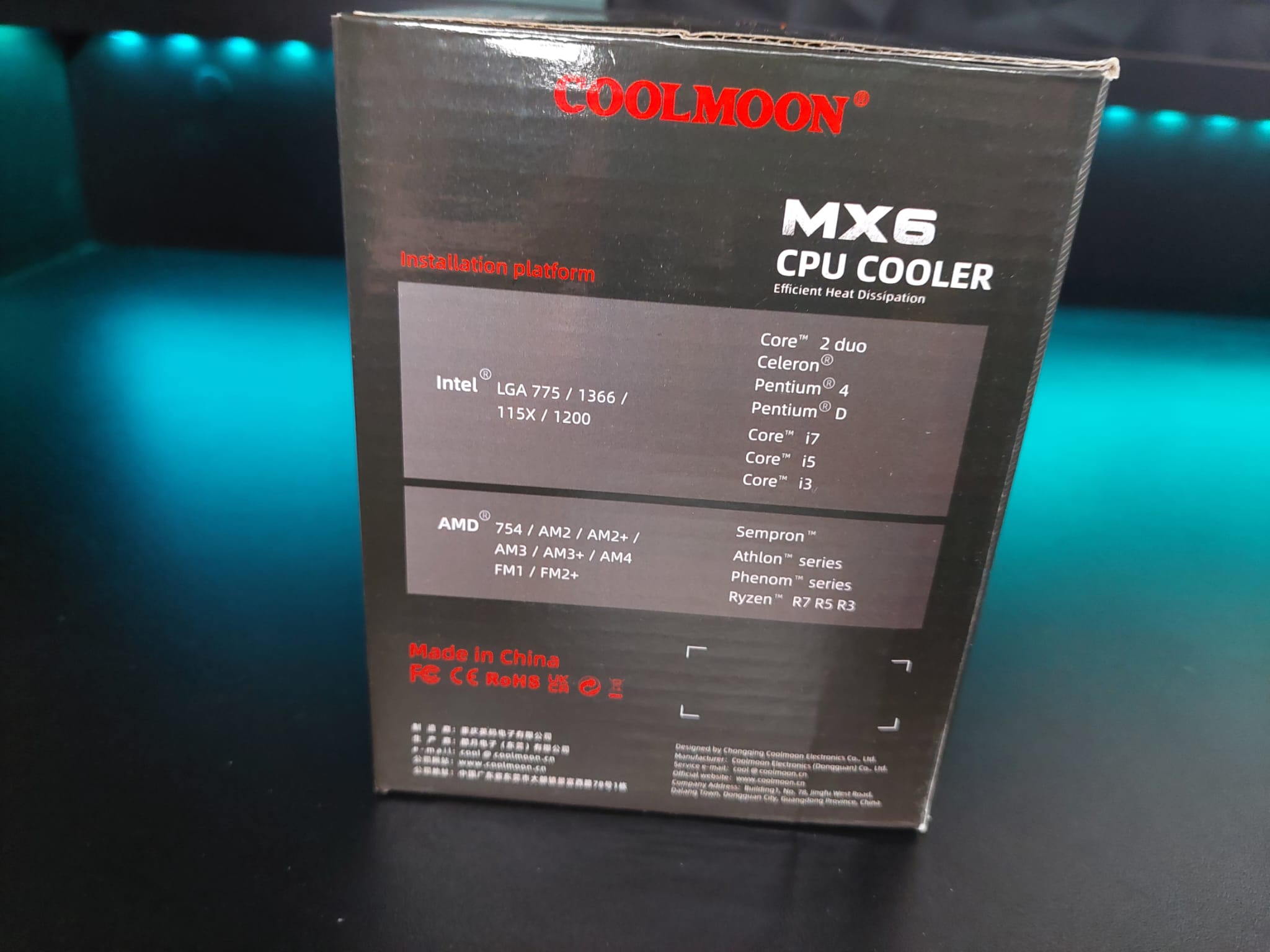 COOLMOON Gaming PC CPU Fan Six Heat Pipe Rgb Rdiator