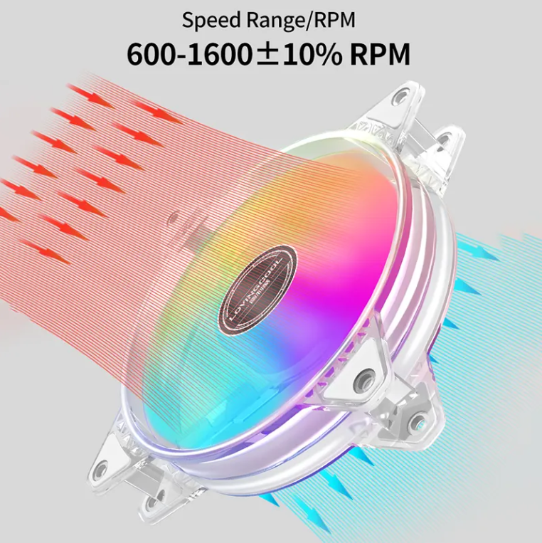 Lovingcool Computer Gaming PC Case Cooling Fan Air CPU Cooler 120mm 6pin RGB Fans for PC Cabinet